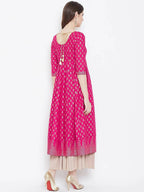 Cheera Embellished Daily Wear Cotton Blend Kurta - Pink | Grocsy