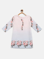 Ahalyaa Pink Crepe Floral Print Kids Kurta Sharara Set With Dupatta For Girls | Grocsy