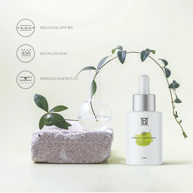 The Body Temple 25% AHA + 2% BHA & 5% PHA Peeling Solution for Face | Grocsy