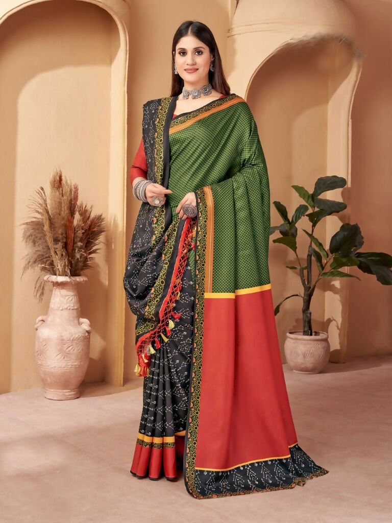 Aayaa Designer Winter Collection Printed Saree With Shawl - Multi Color | Grocsy