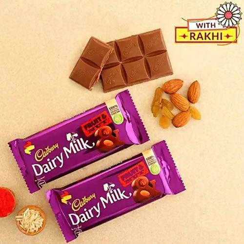 Vibrant Ganesha Rakhi & Cadbury Fruit N Nut Chocolates | Grocsy