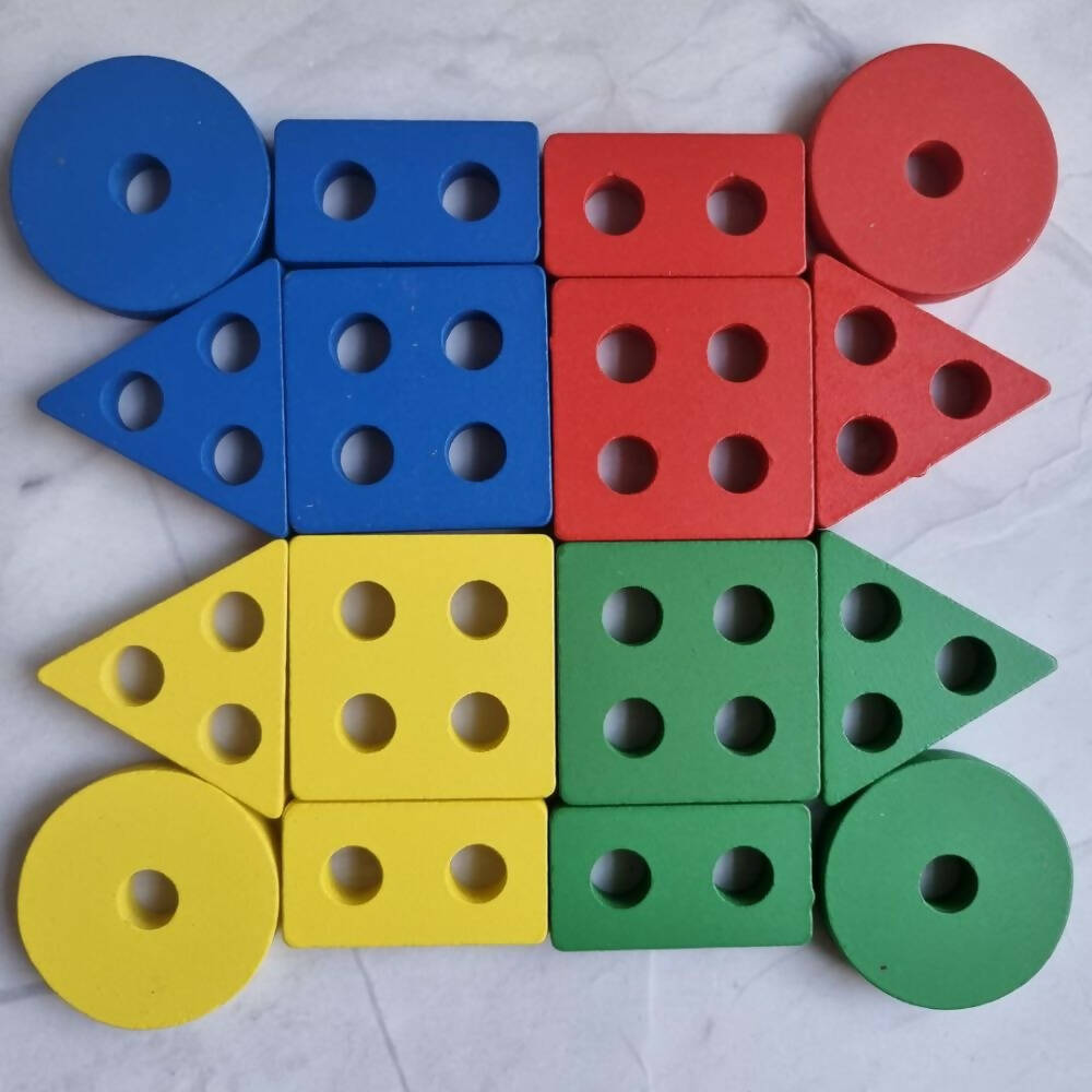 Nesta Toys Shape Sorter | Stacker | Lacing Toy - Multicolor | Grocsy