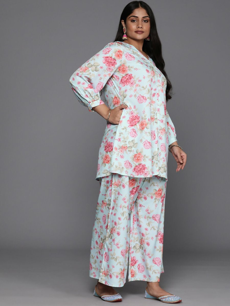 Ahalyaa Women's Traditional Wear Co-ords - Powder Blue | Grocsy