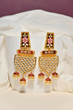 Maroon Traditional Gold-Polished Meenakari Jhumka Jhumki Earrings Indian Jewellery For Women Girls By House of Ree - Swadesiicart