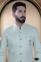Joban Fashion Men's Green Base Silk Kurta with Pyjama | Grocsy