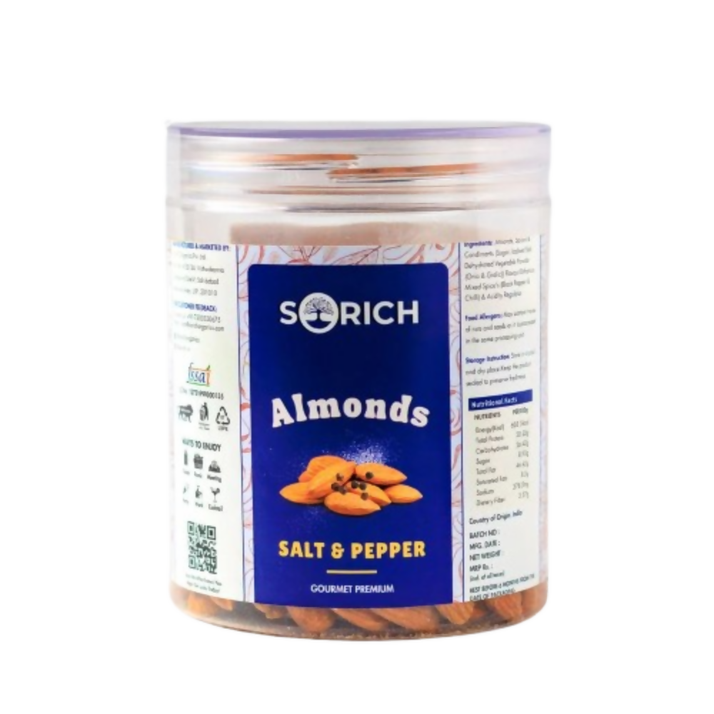 Sorich Organics Salted & Black pepper Almonds | Grocsy