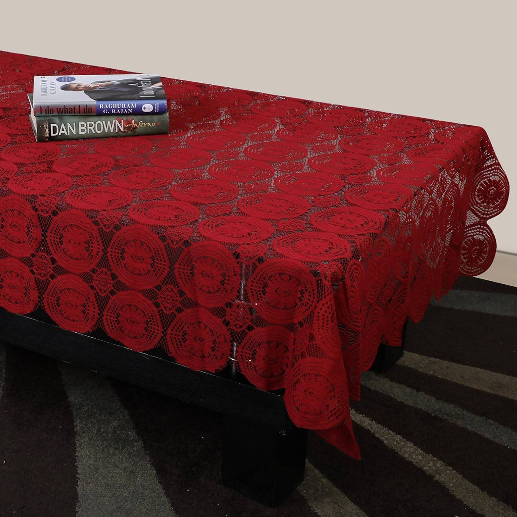 Stitchnest Net 4 Seater Table Cover - Maroon | Grocsy