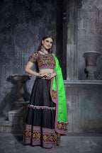 AI Fashion Black Art Silk Designer Navratri Lehenga Choli Collection | Grocsy