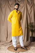 Light Yellow Rayon Thread Embroidery Work Kurta Set - Mahotsav | Grocsy