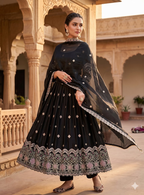 Teeya Creation Premium Black Ethnic Kurti With Sharara And Embellished Dupatta Set | Grocsy