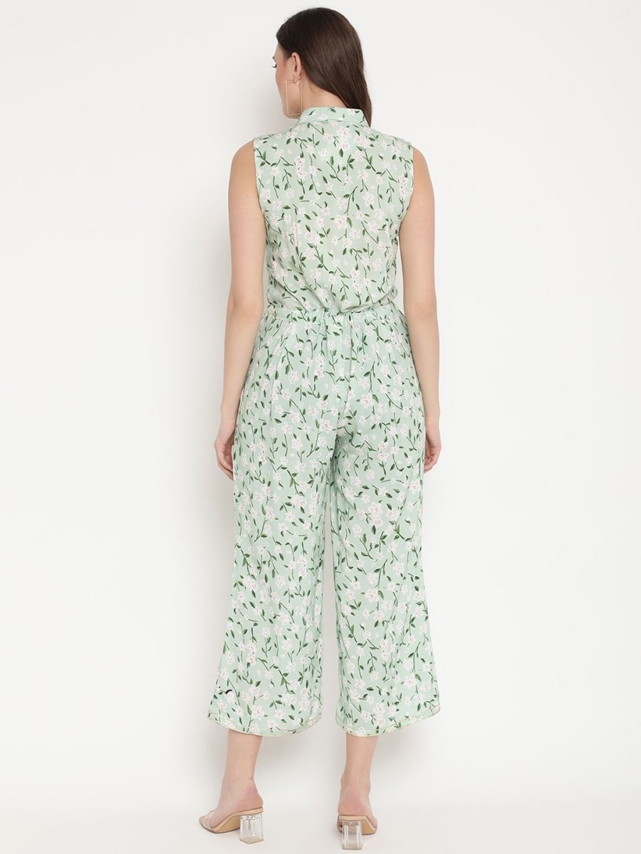 Ahalyaa Womens Mint Rayon Printed Jumpsuit | Grocsy