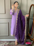 Partywear Designer Viscose Silk Blend Purple Stitched Suit With Dupatta - Tanisha | Grocsy