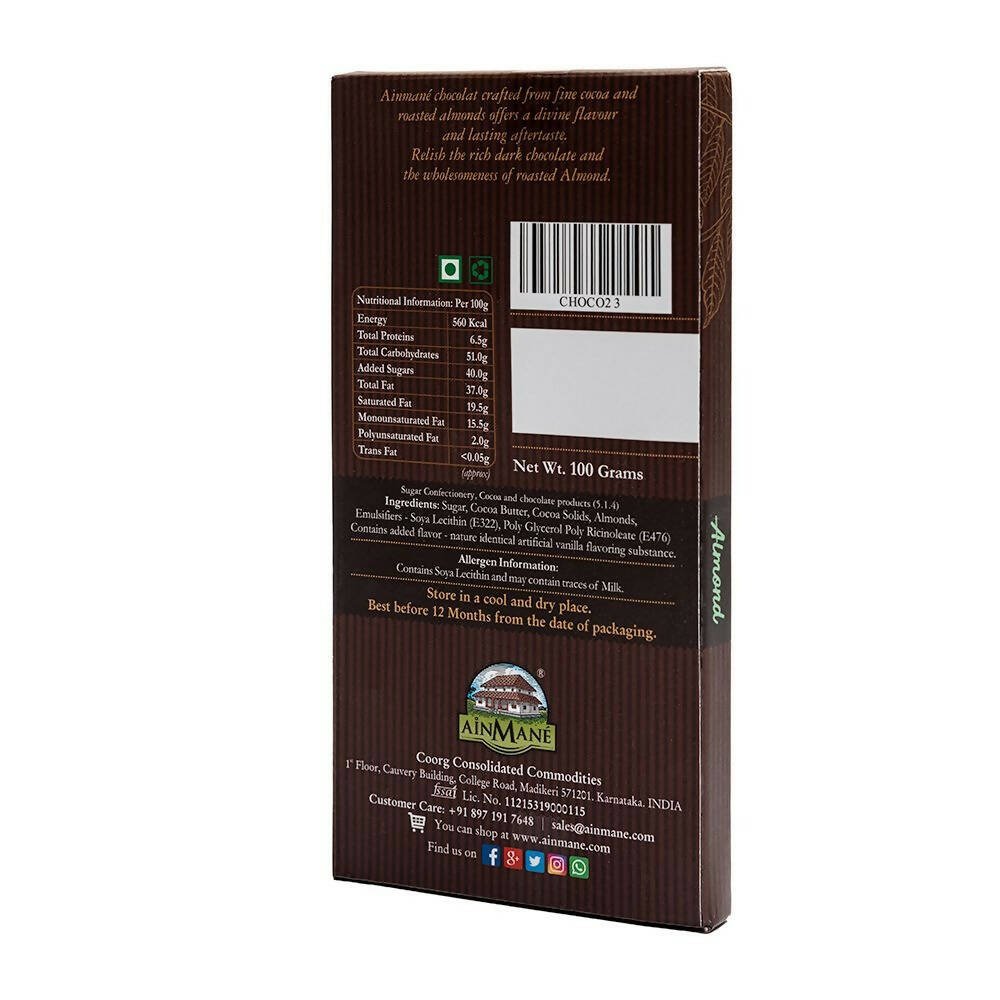 Ainmane Almond Dark Chocolate 55% Cocoa | Grocsy