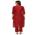 Lagi Women's Maroon Poly silk Straight Embroidred Kurta Pant (RO115A) | Grocsy