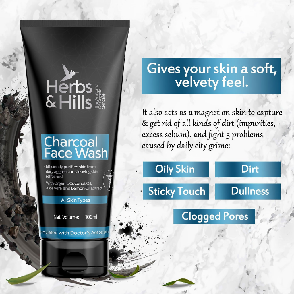 Herbs & Hills Charcoal Face Wash | Grocsy