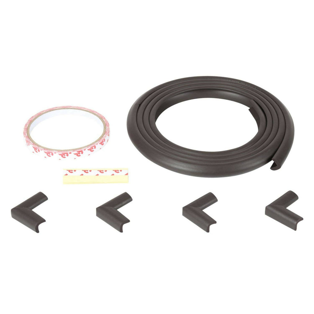 Safe-O-Kid Unique High Density L-Shaped 2 Mtr Long Mini 2 Edge Guard With 8 Corner Cushions - Brown | Grocsy