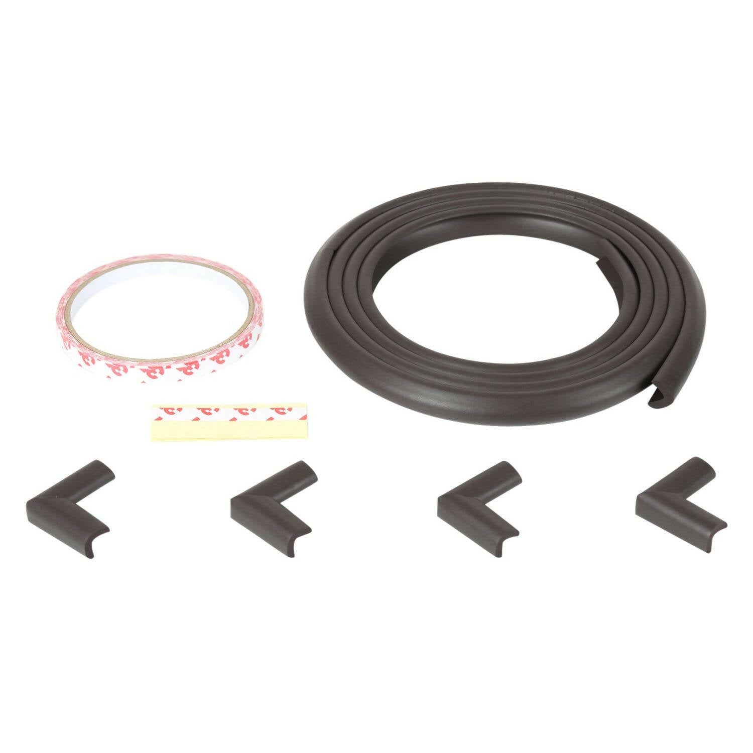 Safe-O-Kid Unique High Density L-Shaped 2 Mtr Long Mini 2 Edge Guard With 8 Corner Cushions - Brown | Grocsy