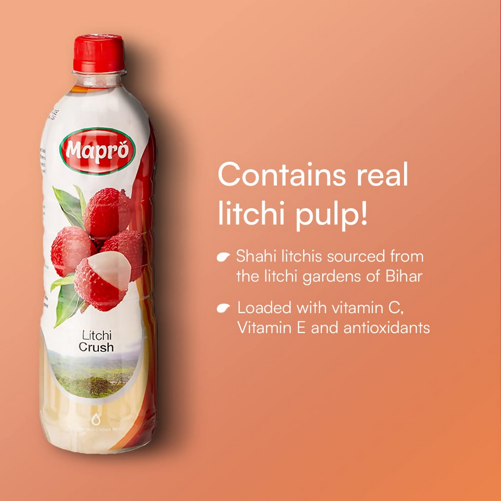 Mapro Litchi Crush with Litchi Shreds | Grocsy