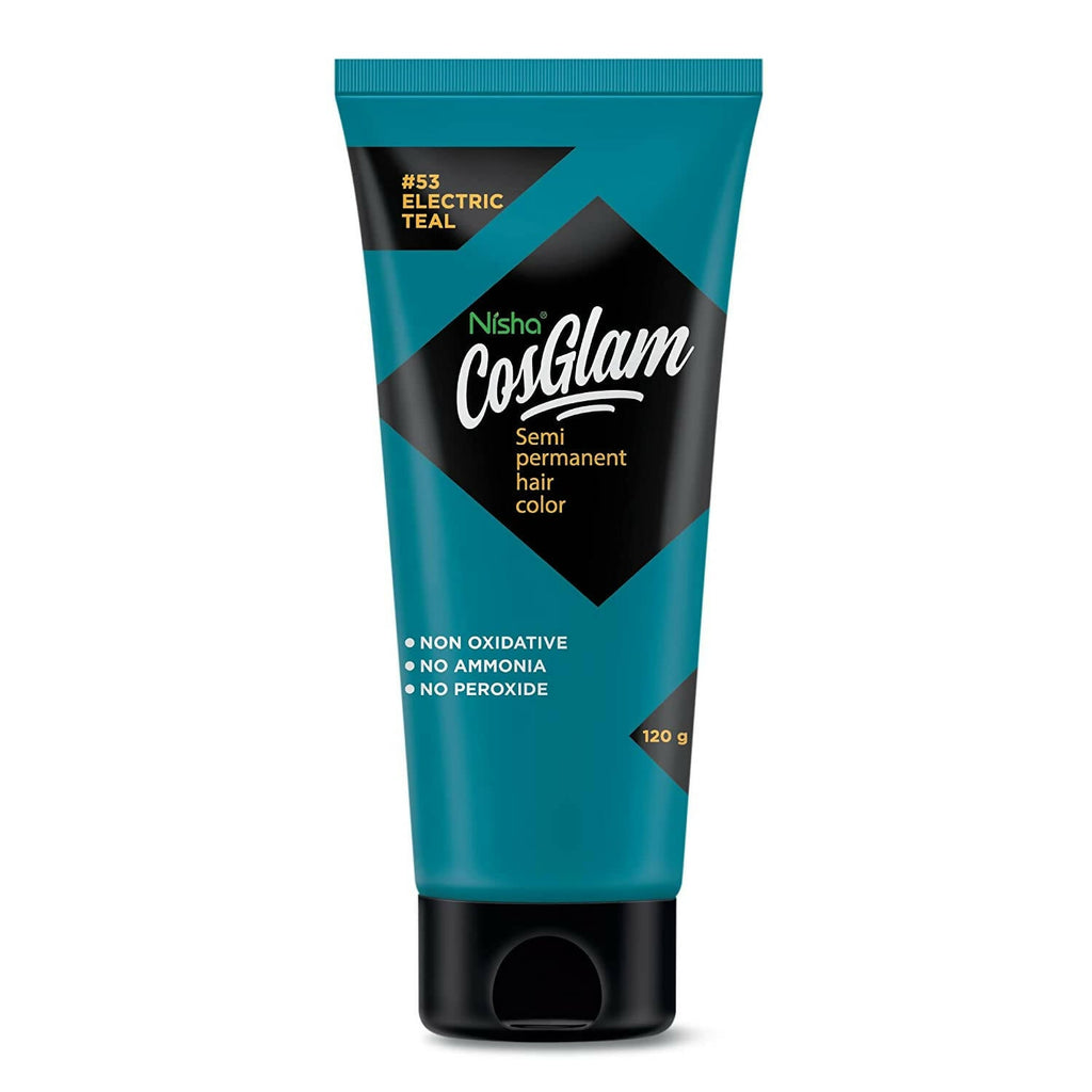 Nisha Cosglam Semi Permanent Hair Color 53 Electric Teal | Grocsy