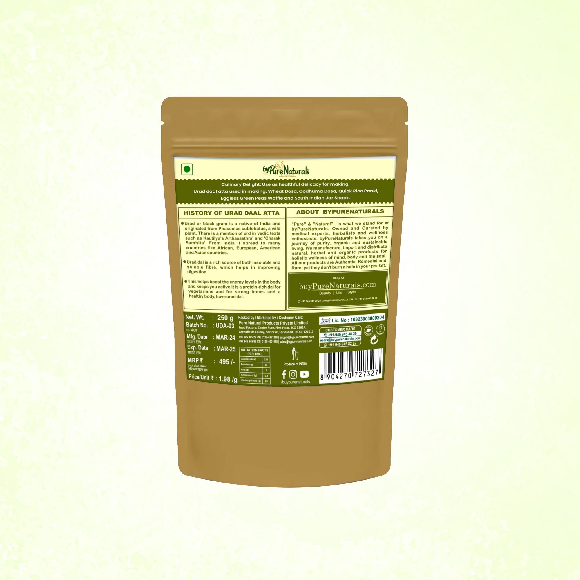 byPureNaturals Urad Daal Atta (Black Lentils Flour) | Grocsy