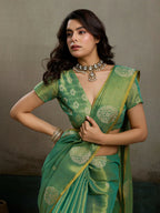 Shree Shyam Fashion Green Tissue Silk Saree | Grocsy