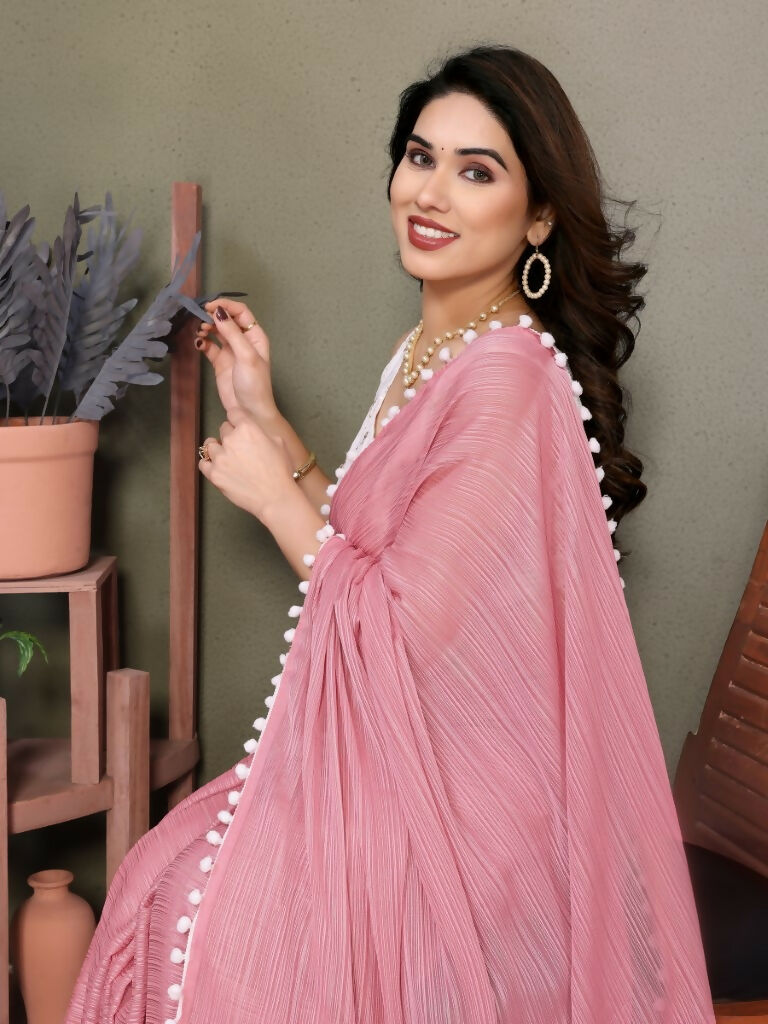 Designer Partywear Pink Banglor Fancy Saree - Kanak | Grocsy