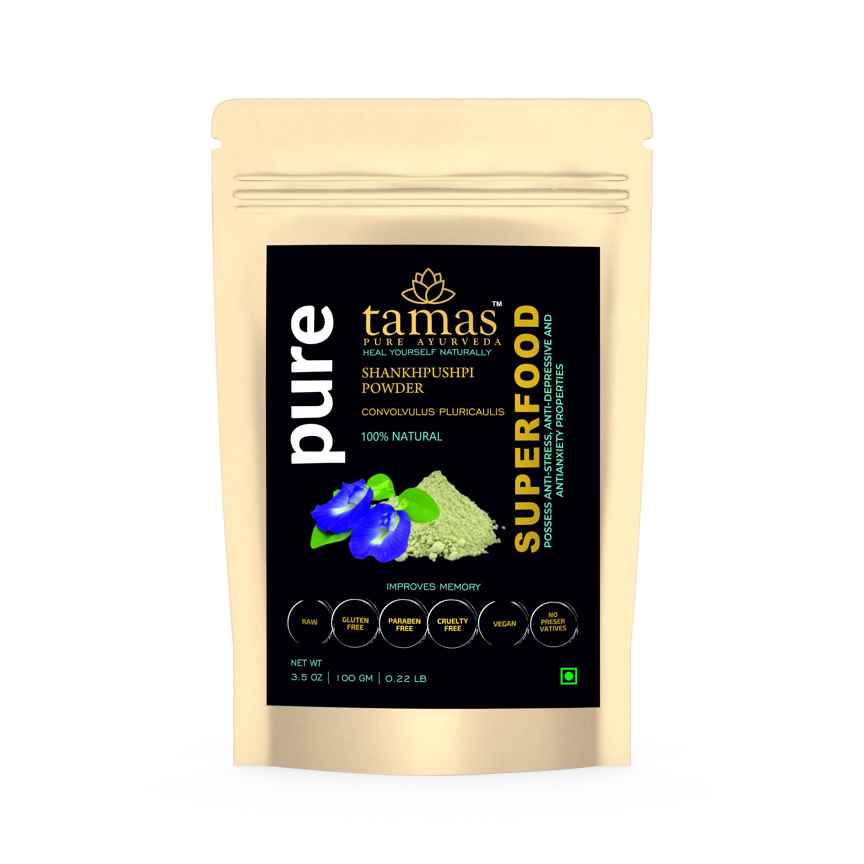 Tamas Pure Ayurveda Superfood Natural Shankhpushpi Powder | Grocsy