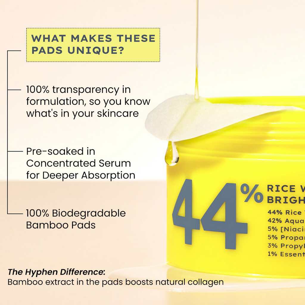 Hyphen By Kriti Sanon 44% Rice Water Brightening Serum Pads (50pcs) | Grocsy