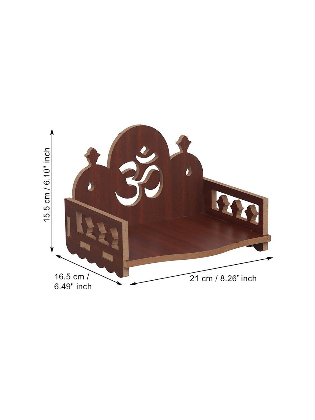 eCraftIndia Brown Om Symbol Decorative Wooden Pooja Temple | Grocsy