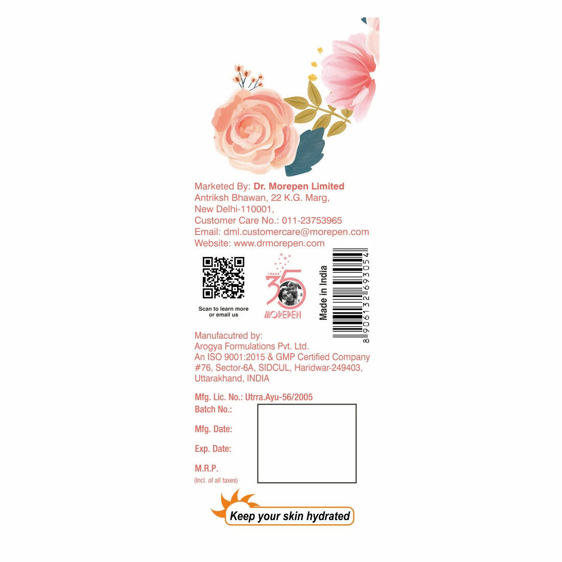 Dr. Morepen Pure & Natural Rose Water | Grocsy