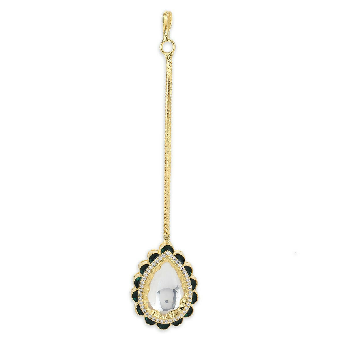 Teardrop Meenakari Kundan Maang Tikka- Ruby Raang | Grocsy