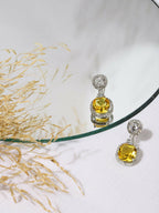 Yellow & Silver Stone Earrings- Ruby Raang | Grocsy