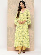 Ahalyaa Women's Traditional wear Kurta - Yellow | Grocsy
