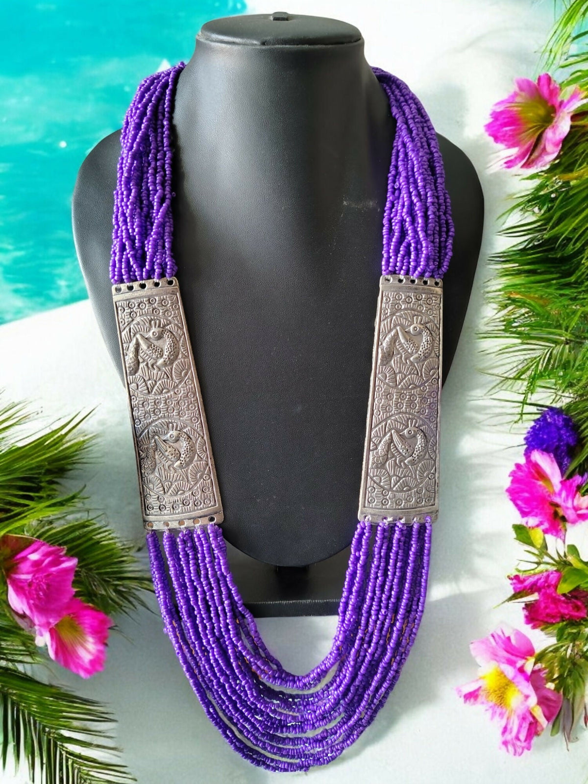 Inhanns Saree Shobha Statement Necklace - Purple Necklace | Grocsy