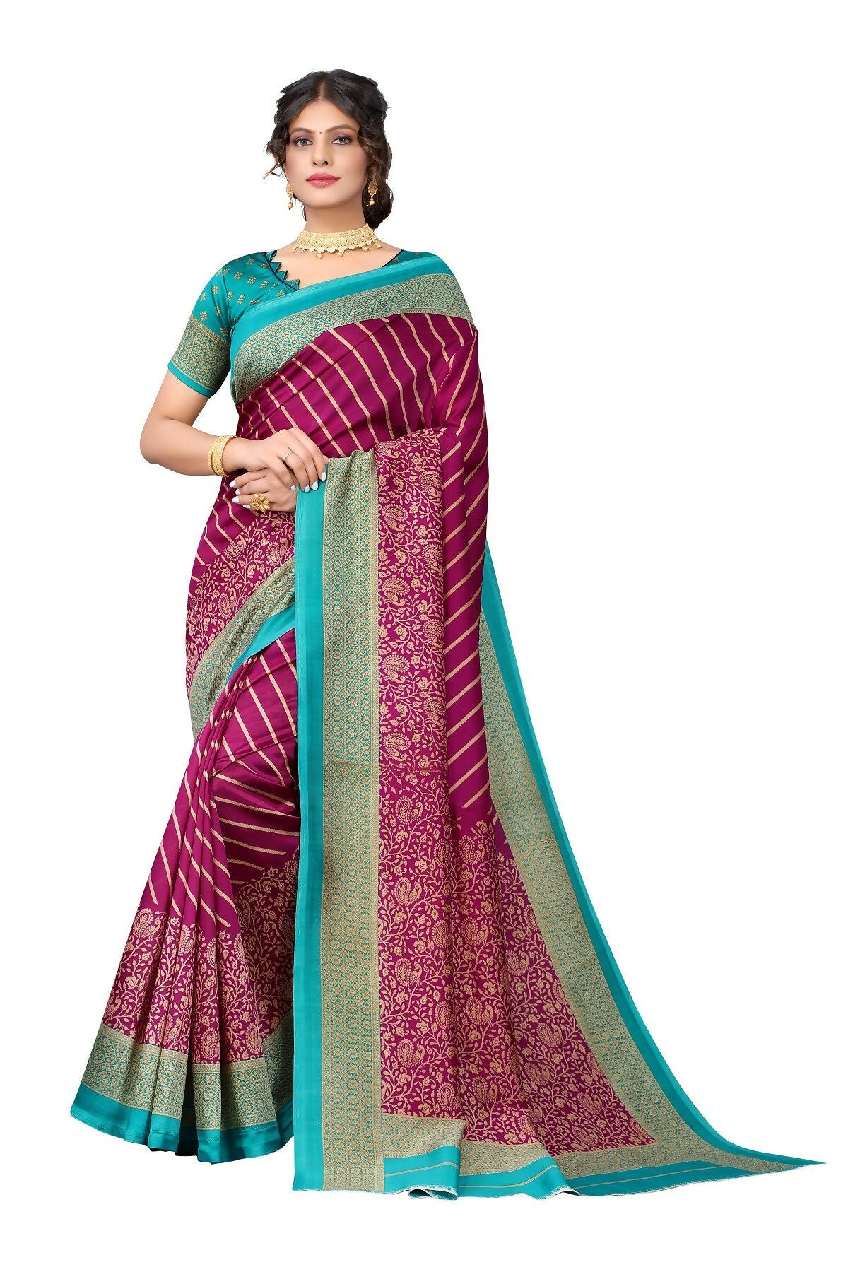 Vamika Purple Printed Art Silk Saree | Grocsy