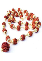 Mominos Fashion Joharkamal Gold-Polished Statement Rudraksha Mala Long Necklace (Golden) | Grocsy