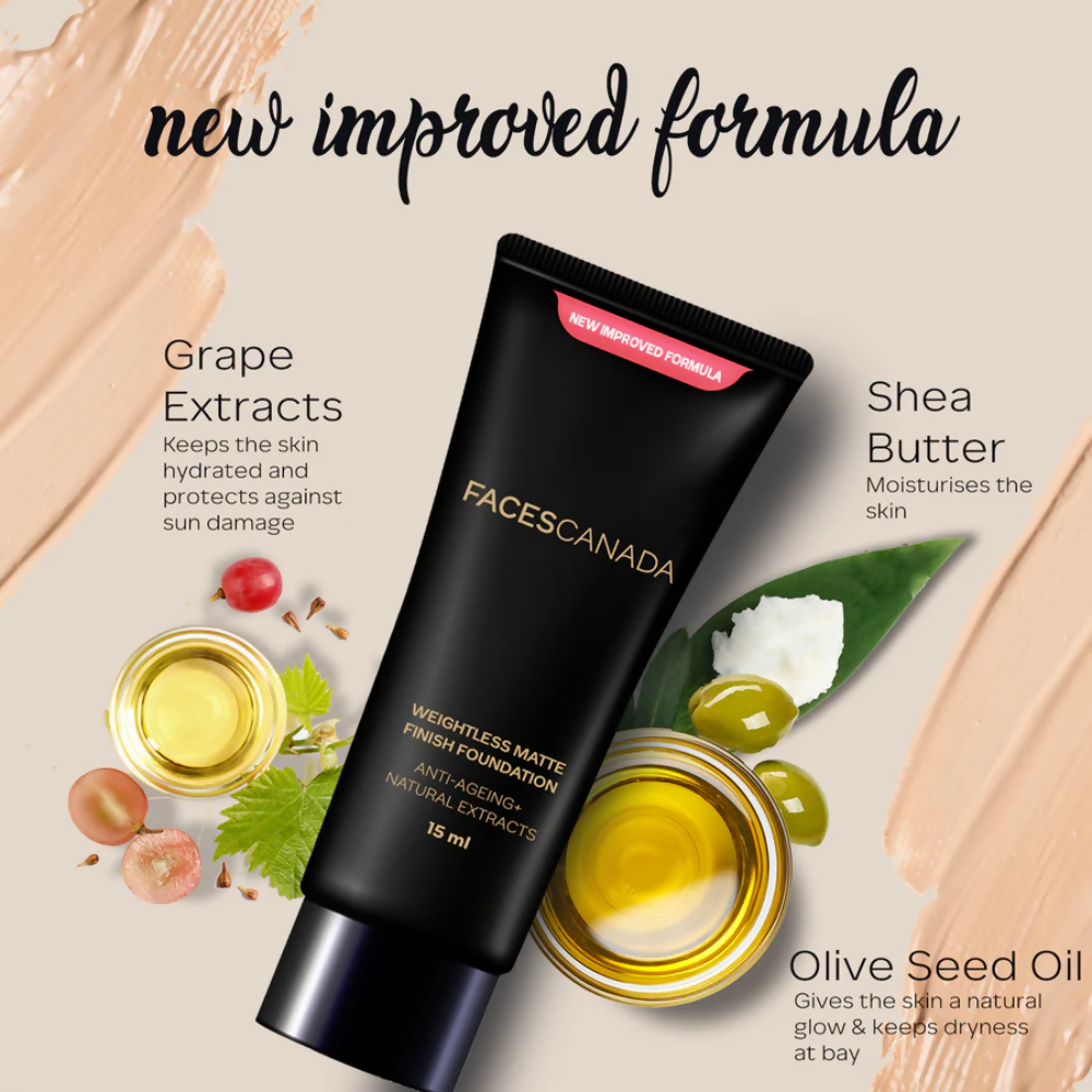 Faces Canada Weightless Matte Finish Foundation - Medium Natural 022 | Grocsy