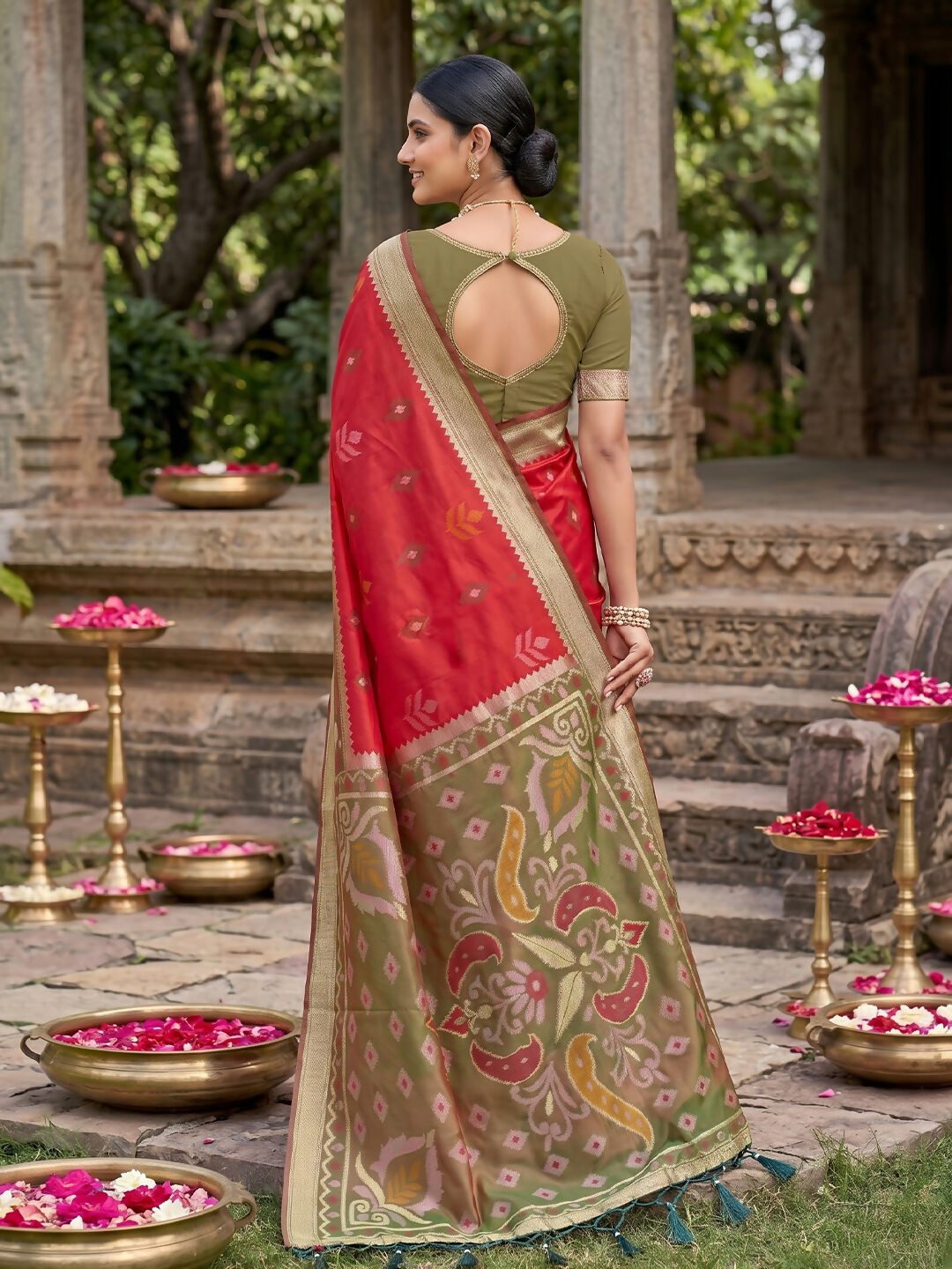 Shree Shyam Fashion Red Soft Silk Saree | Grocsy