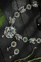 Mominos Fashion Johar Kamal Oxidised Silver-Plated Brass Finish Long Necklace For Women (Silver) | Grocsy