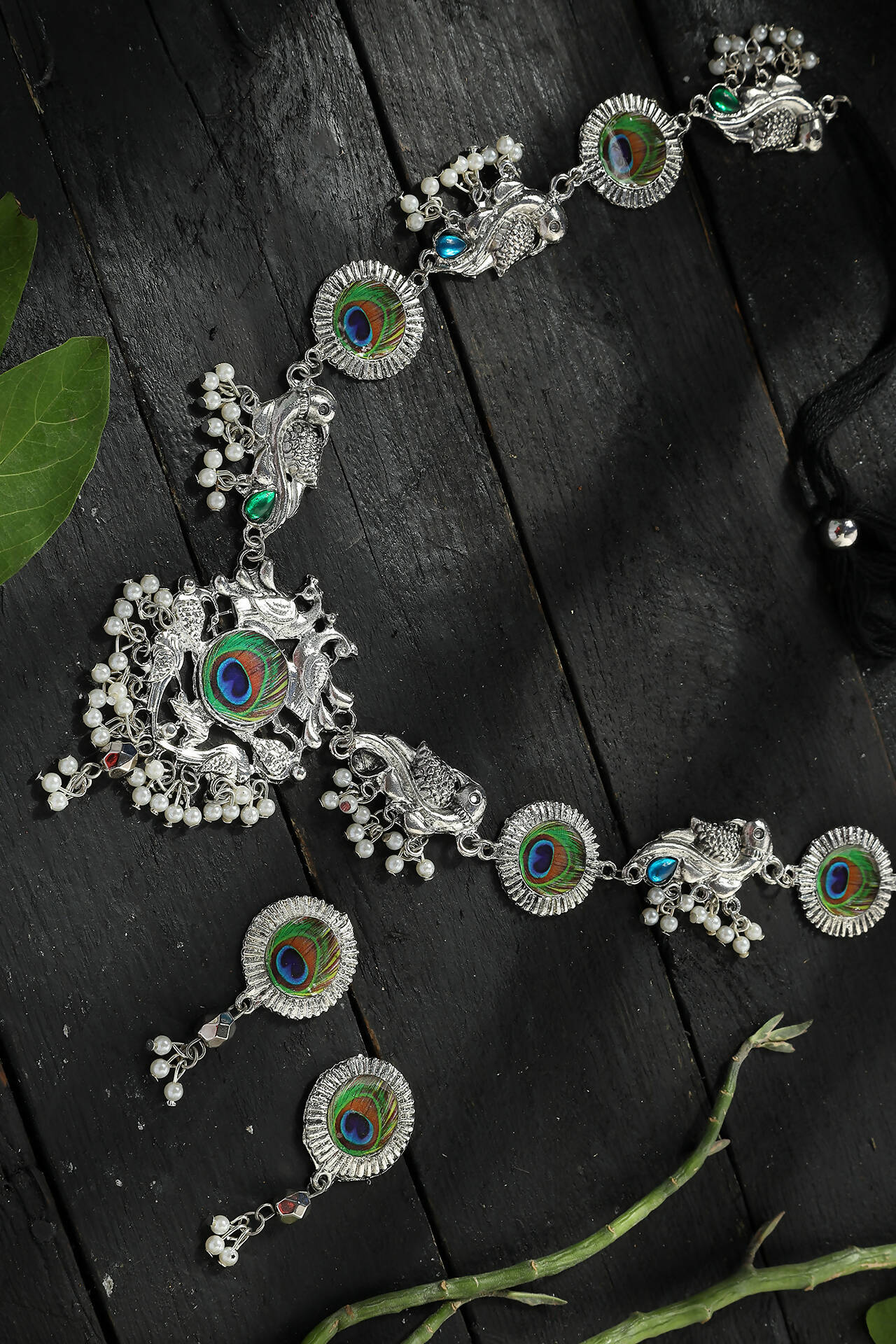 Mominos Fashion Johar Kamal Oxidised Silver-Plated Brass Finish Long Necklace For Women (Silver) | Grocsy