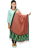 Vamika Brown and Green Color Printed Bhagalpuri Silk Dupatta | Grocsy
