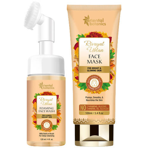 Oriental Botanics Rivayat Ubtan Face Wash With Brush And Face Mask Combo | Grocsy