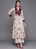 Ahalyaa Womens Beige Crepe Digital Printed Kurta Palazzo Set | Grocsy