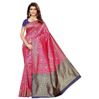 Vamika Banarasi Jaquard Pink Weaving Saree (BANARASI 01) | Grocsy