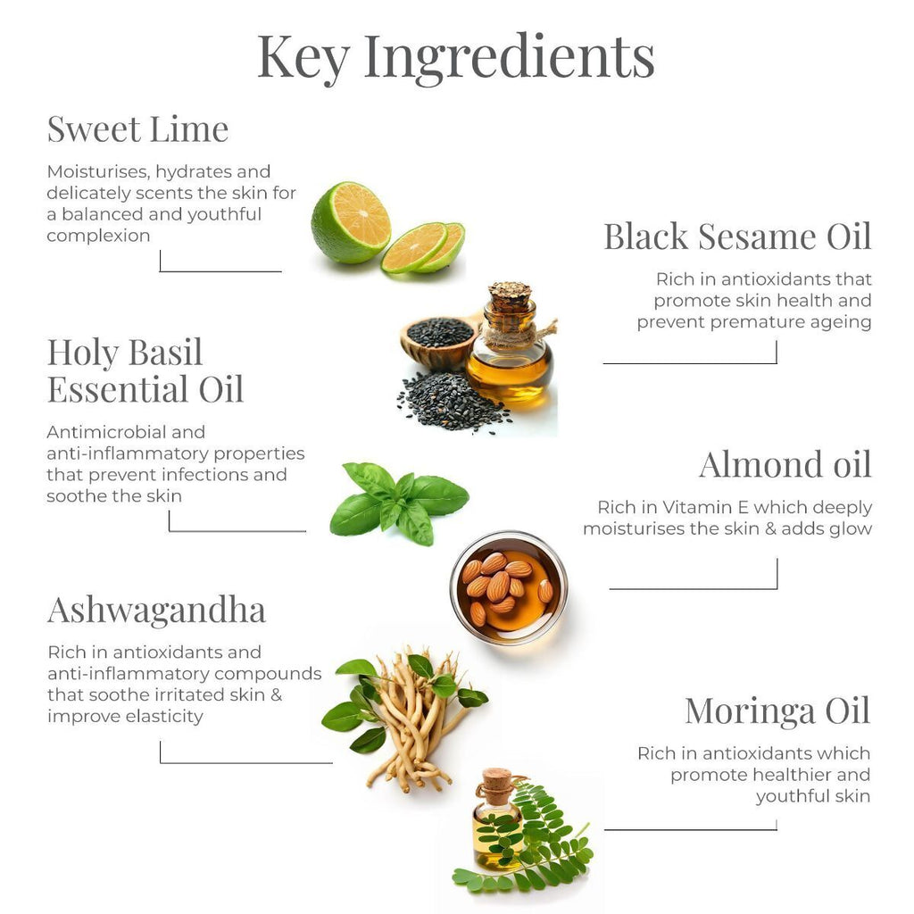 Forest Essentials Body Massage Oil Sweet Lime & Basil | Grocsy