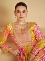 Vastranavya Pink Muslin Printed Sequins Beads Work Abaya Style Anarkali Suit | Grocsy