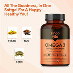 Zingavita Triple Strength Omega 3 Fish Oil 1000 mg Softgel Capsules | Grocsy