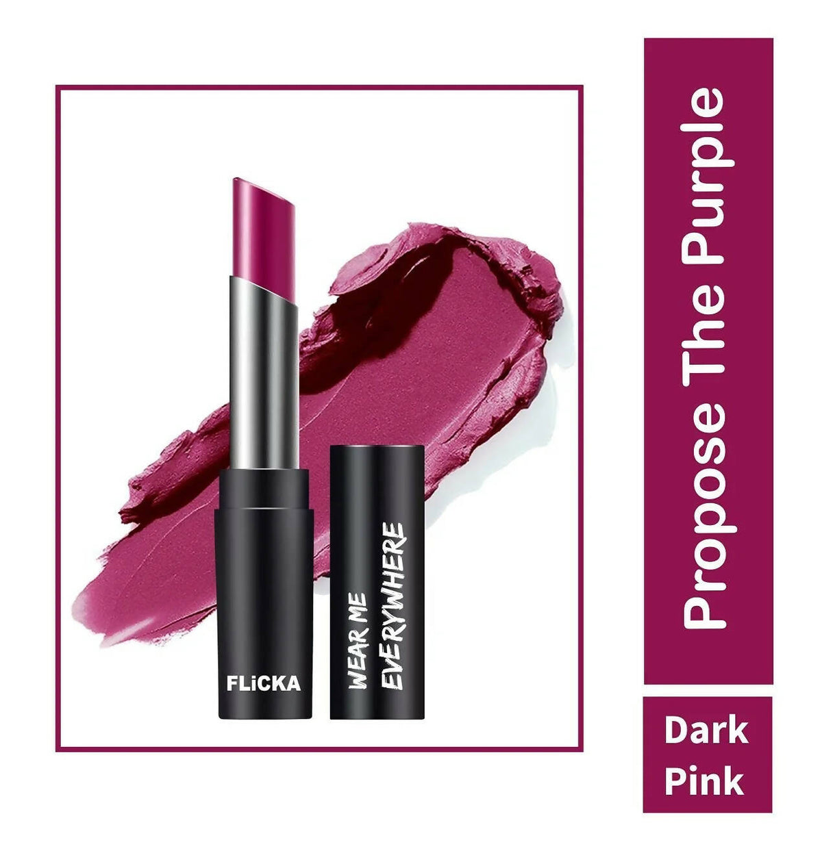 FLiCKA Wear Me Everywhere Creamy Matte Lipstick Propose The Purple | Grocsy