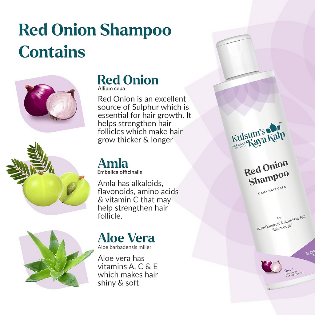 Kulsum's Kaya Kalp Red Onion Shampoo For Anti Dandruff & Anti Hair Fall | Grocsy