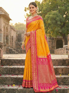 Shree Shyam Fashion Yellow Soft Silk Saree | Grocsy